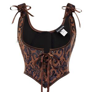 7757 Renaissance Bustier Tops Floral Ren Faire Underbust Corset with Zipper